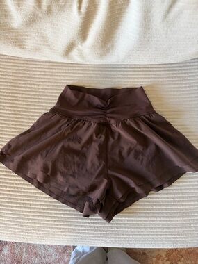 aerie Brown High-Waist Athletic Flow Shorts